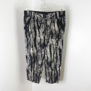 Bar III Women's M Animal Print Cropped Capri Elastic Waist Casual Harem Pants